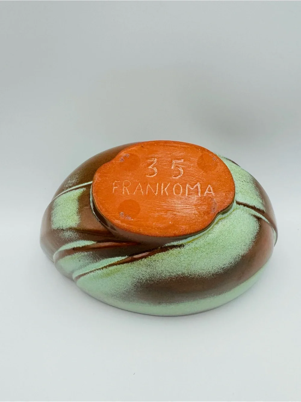 Vintage Green Frankoma Vase Pottery #35 Glazed MCM Art Deco 6